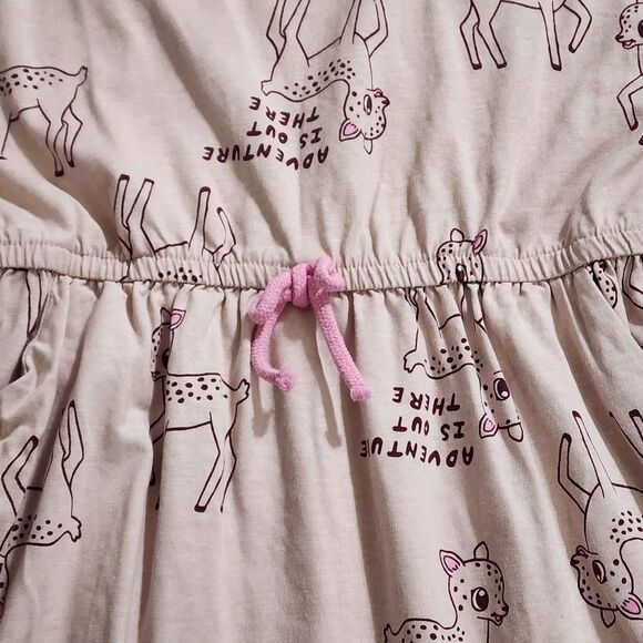 H&M Girls Baby Deer Pink Cotton Jersey Dress Size 5t New without Tags - Picture 3 of 6
